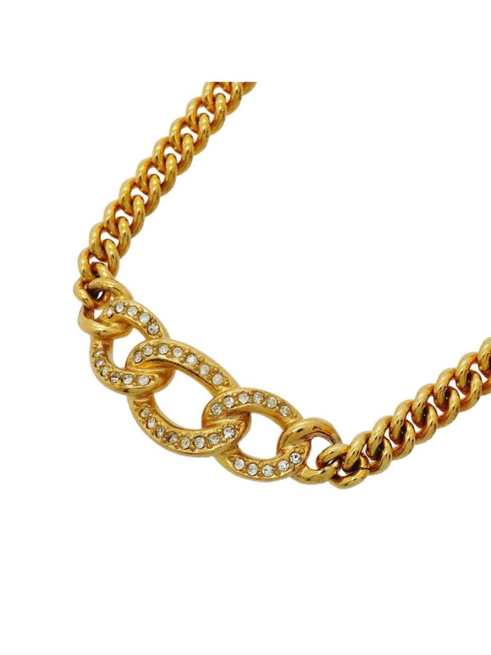 Dior Necklace Gold Plated Rhinestone